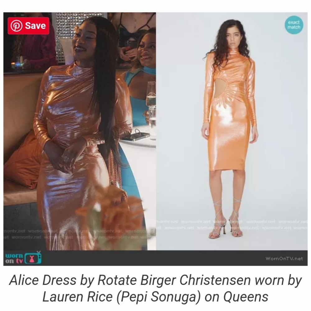 Alice Cutout Dress ROTATE Birger Christensen S Cocktail Evening Orange Wet Rust